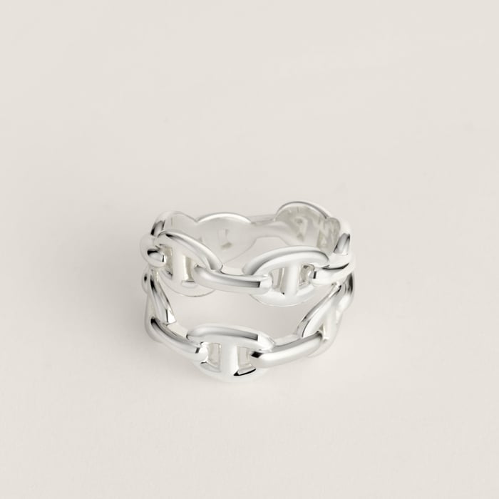 Sans Coloris Chaine d'Ancre Enchainee Ring, Double Row
