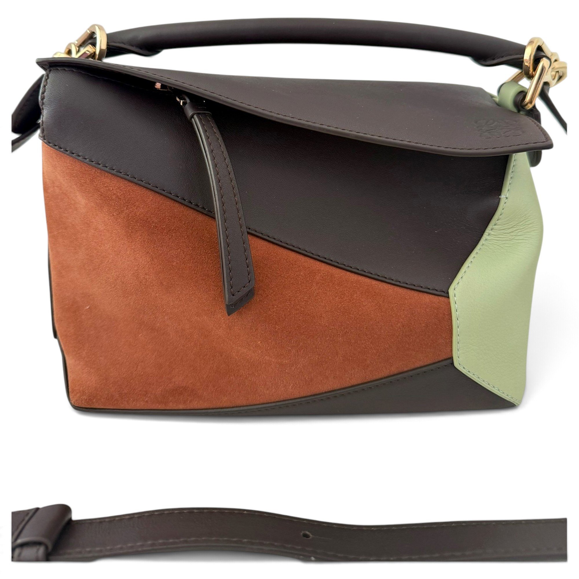 Puzzle leather handbag