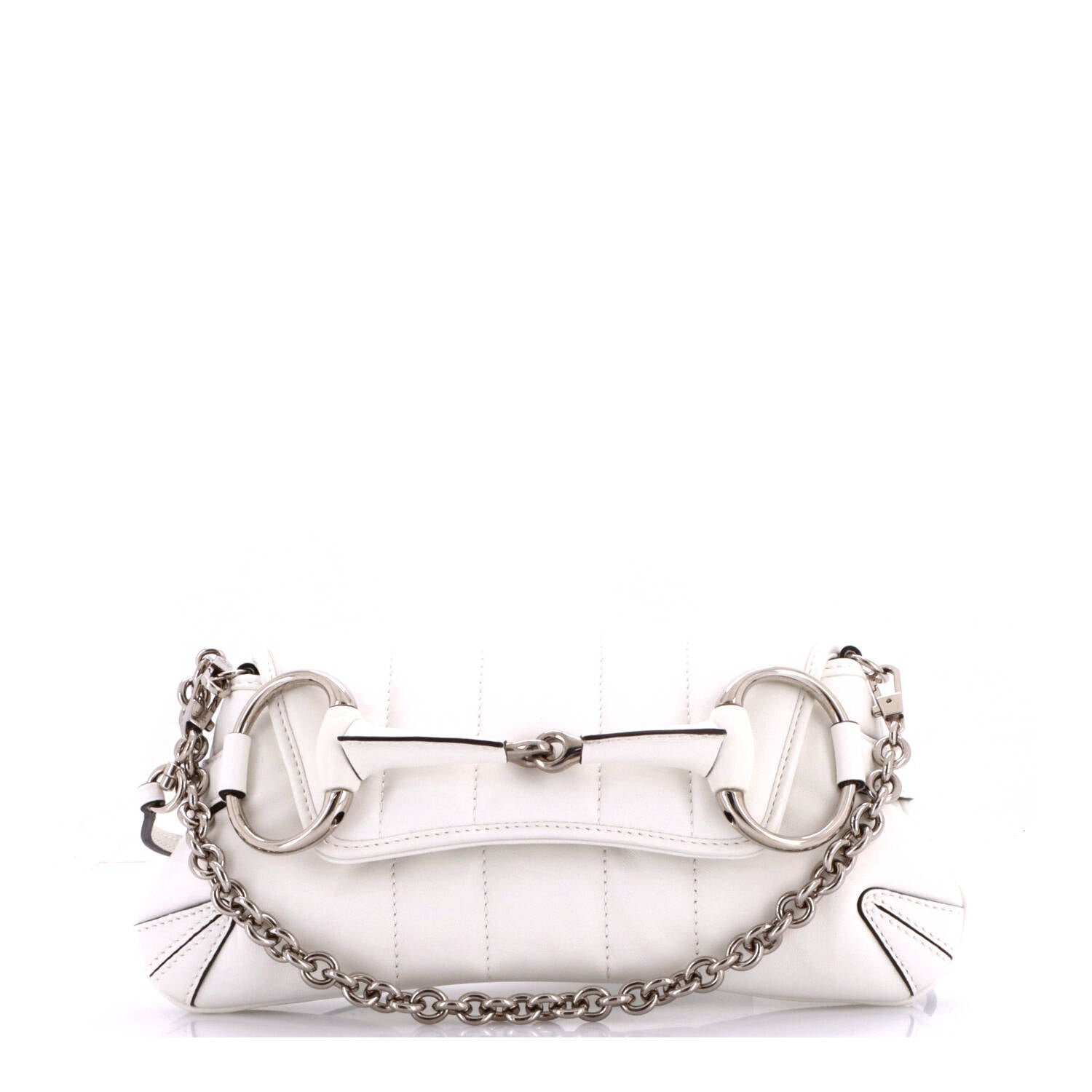 Horsebit Chain Shoulder Bag Vertical Quilted Leather Small