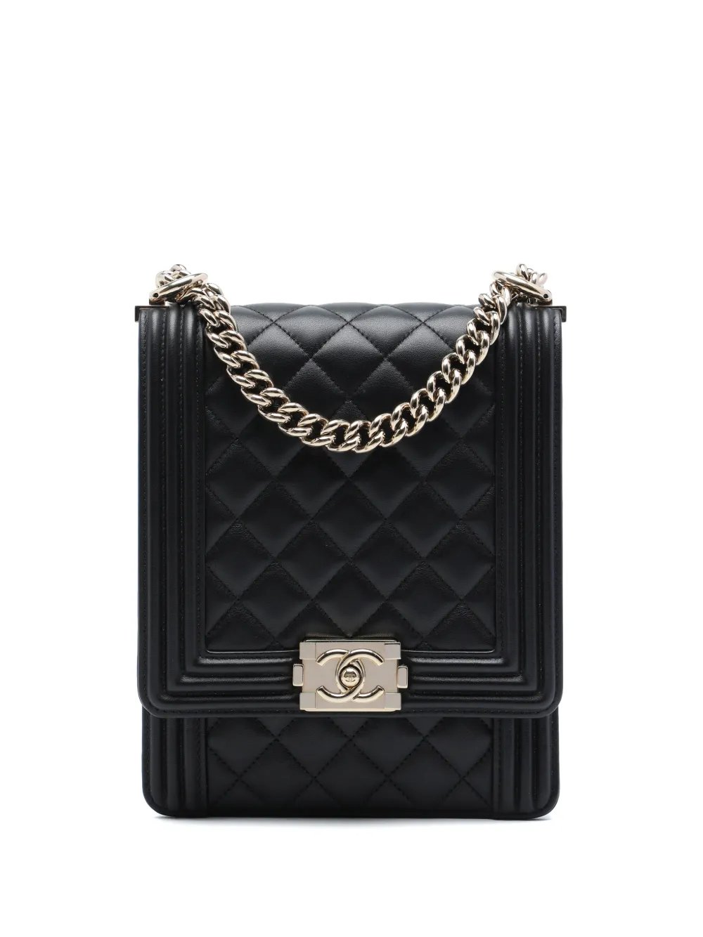 2019 Quilted Lambskin North South Boy Flap crossbody bag