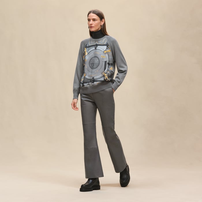 Gris Ténorite "Coloriages De Jour" Long-sleeve Twillaine Sweater
