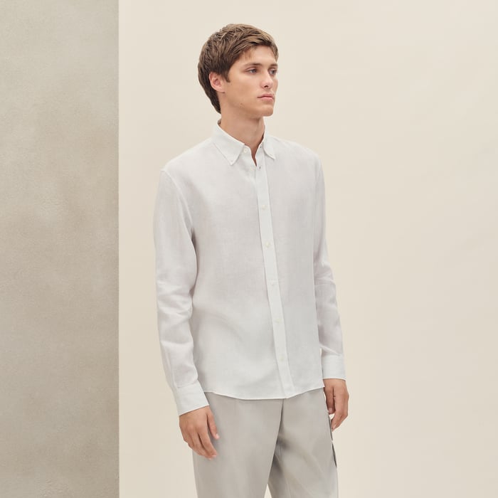 Blanc Button-down Collar Straight Cut Shirt