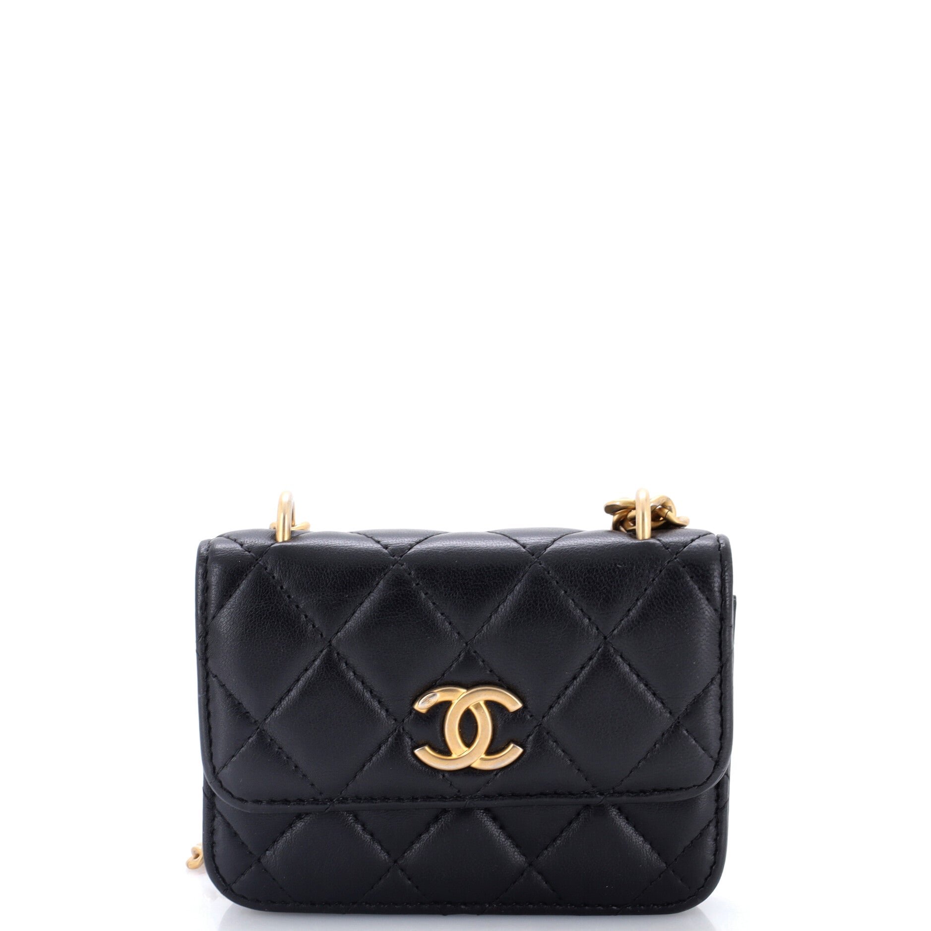 Sweet Camellia Flap Clutch with Chain Quilted Lambskin Mini