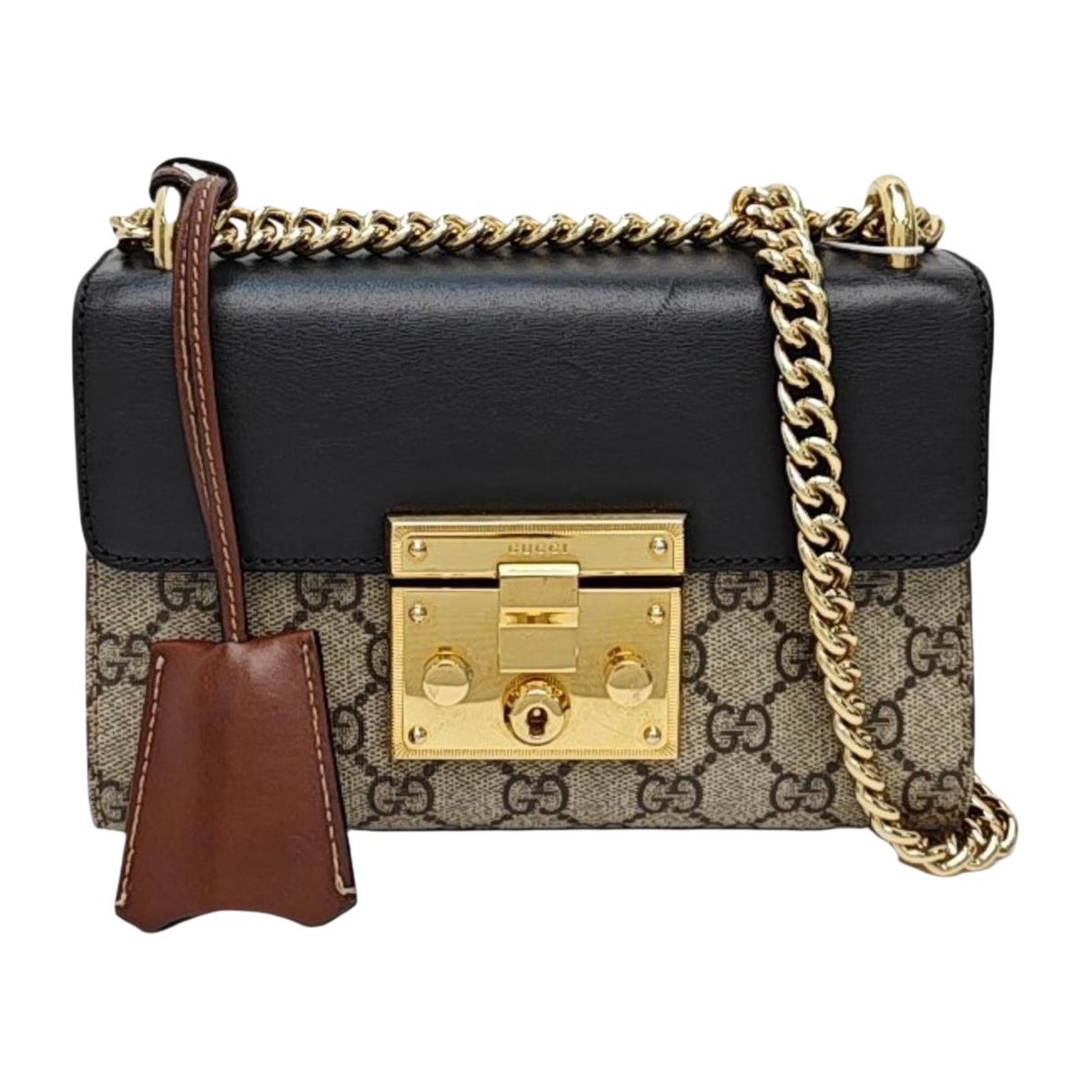 Padlock leather handbag