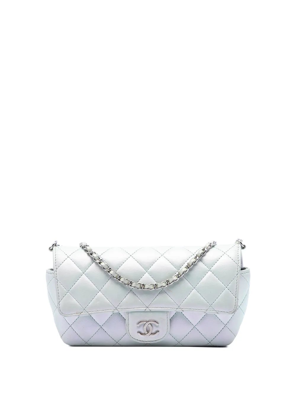 2021 CC Quilted Iridescent Lambskin Glasses Case with Chain crossbody bag