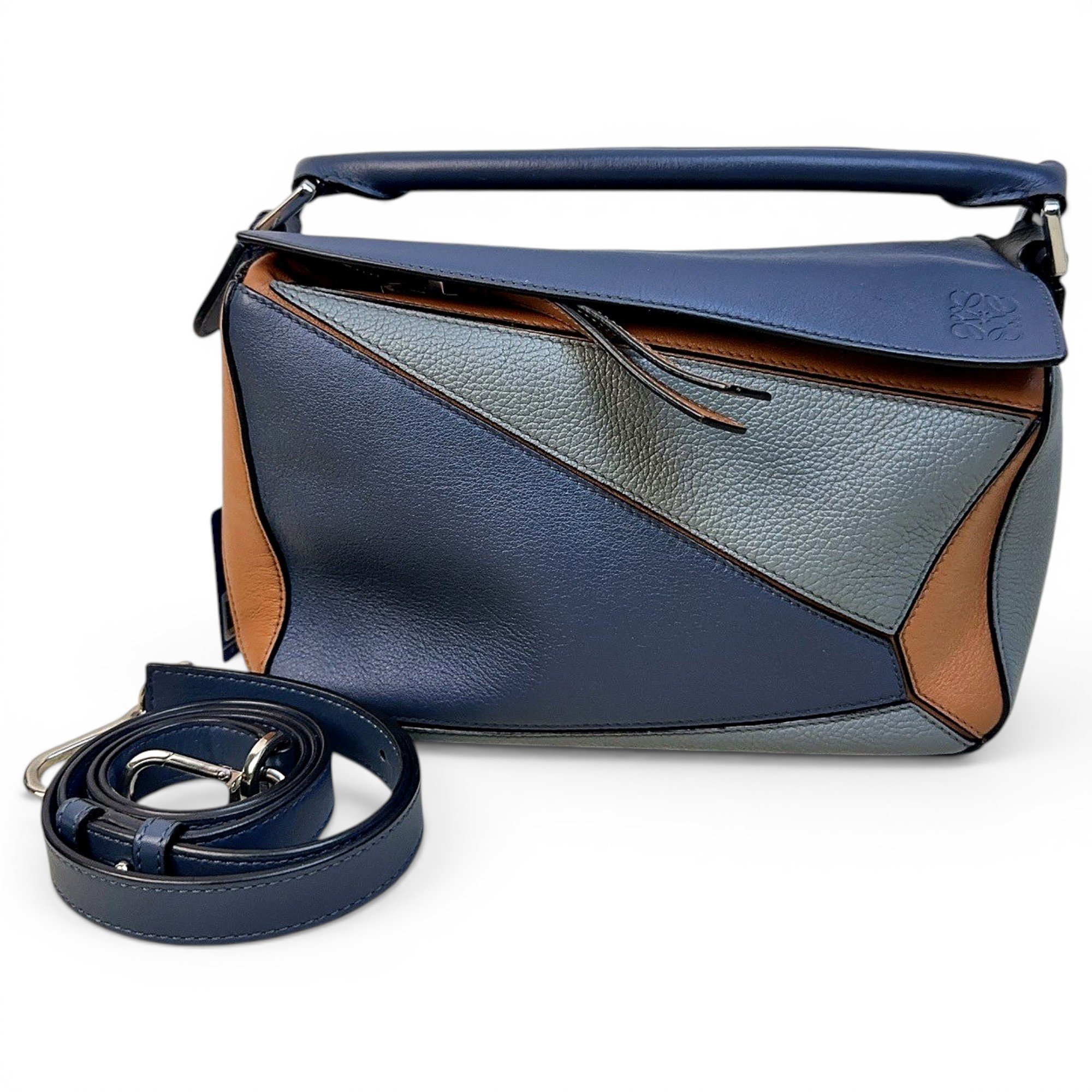 Puzzle leather handbag
