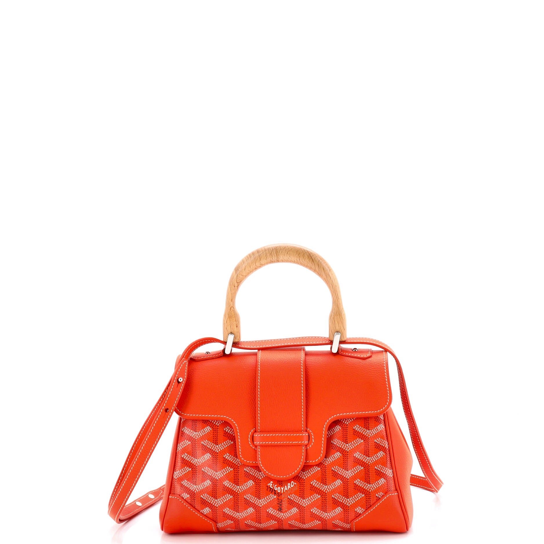 Goyard Saigon Top Handle Bag Coated Canvas with Leather Mini