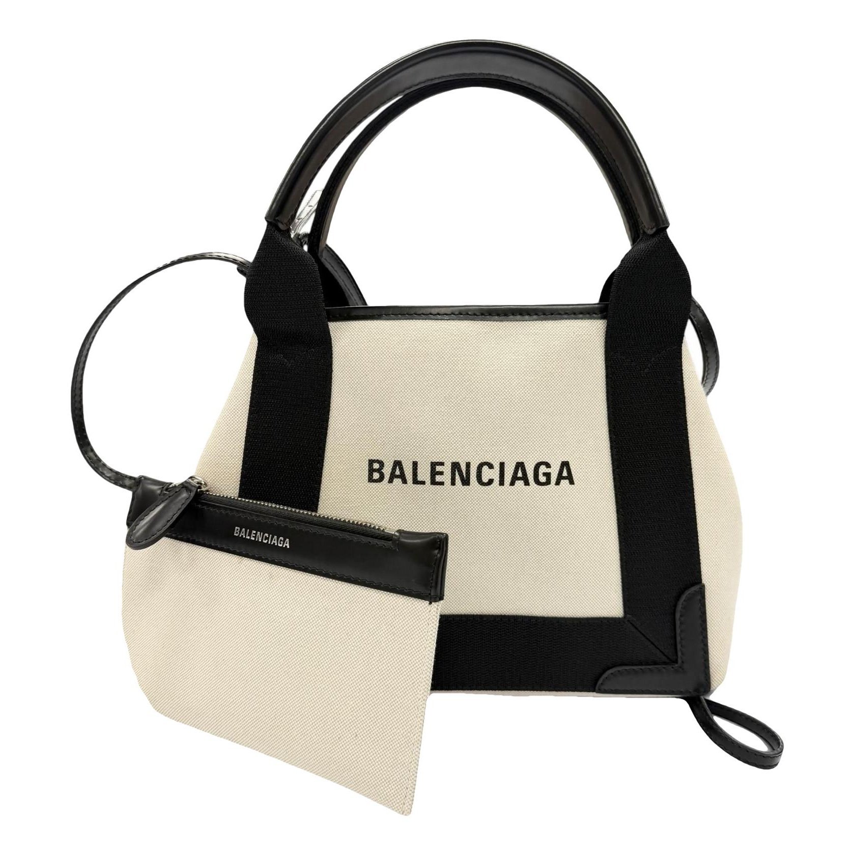 Navy cabas leather handbag