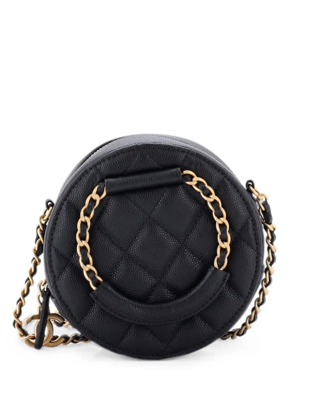 In The Loop Round Clutch with Chain Quilted Caviar Mini crossbody bag