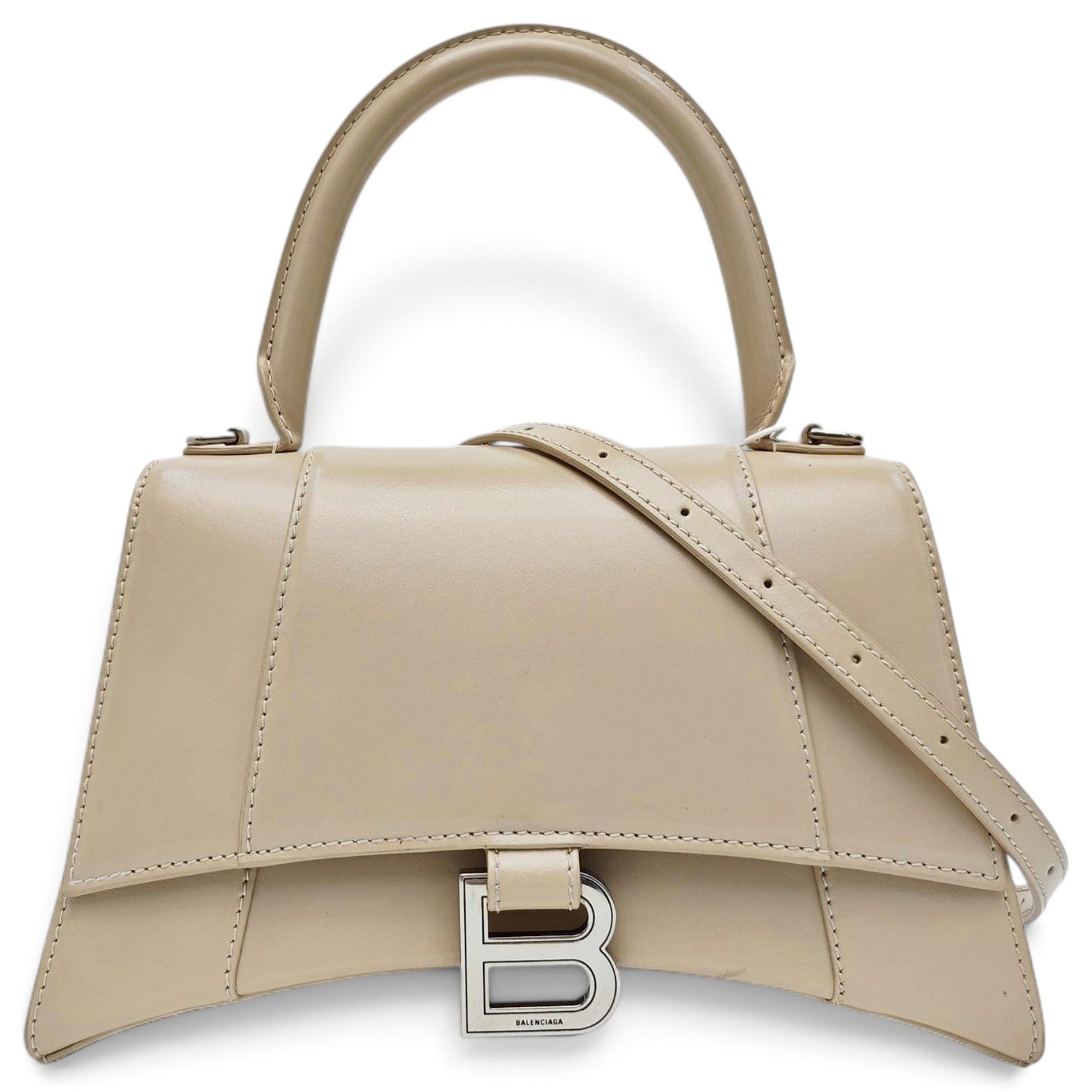 Hourglass leather handbag