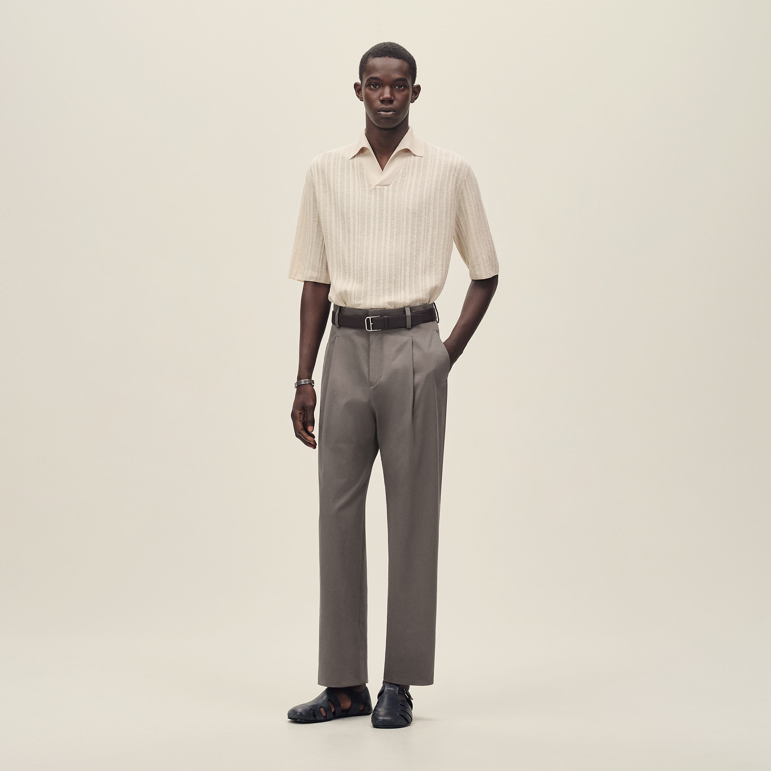 Shot-sleeve polo shirt