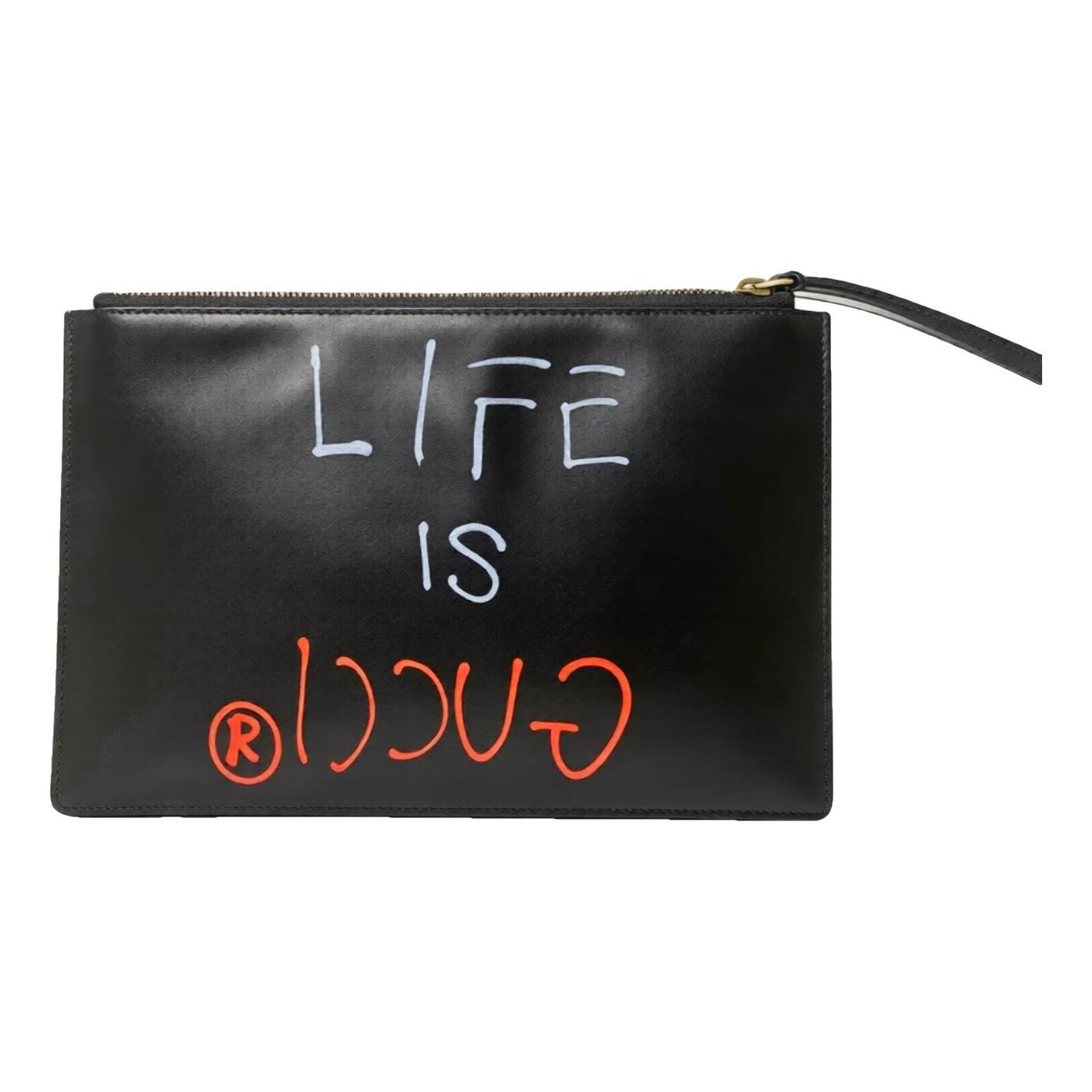 Leather clutch bag