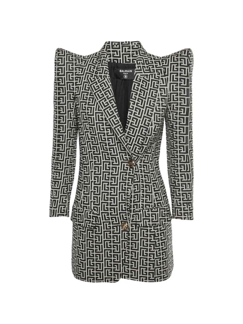 Balmain monogram peak-shoulder blazer