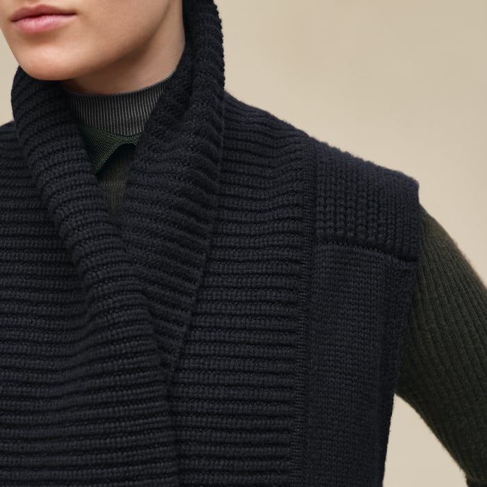 Noir Belted Cashmere Sleeveless Cardigan