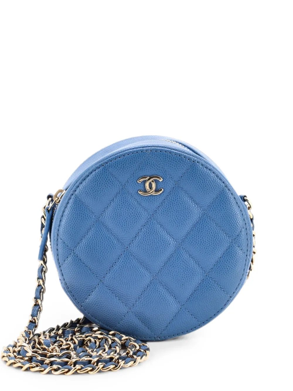 Round Clutch with Chain Quilted Caviar Mini crossbody bag