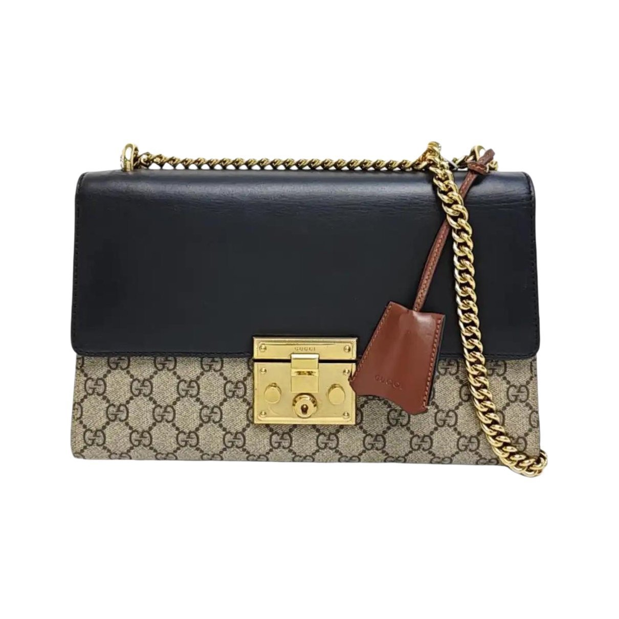Padlock leather crossbody bag