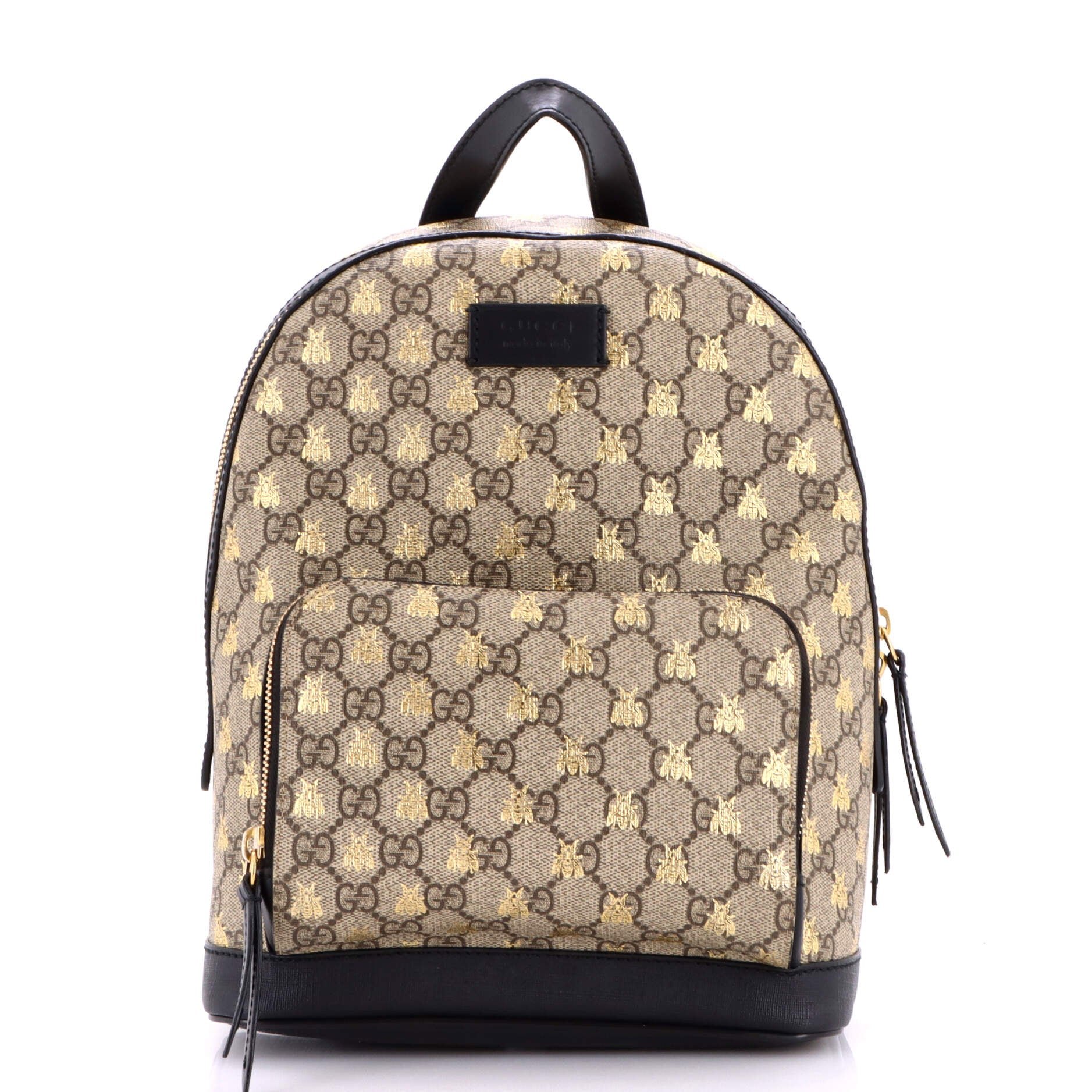 Zip Pocket Backpack Printed GG Coated Canvas Small
