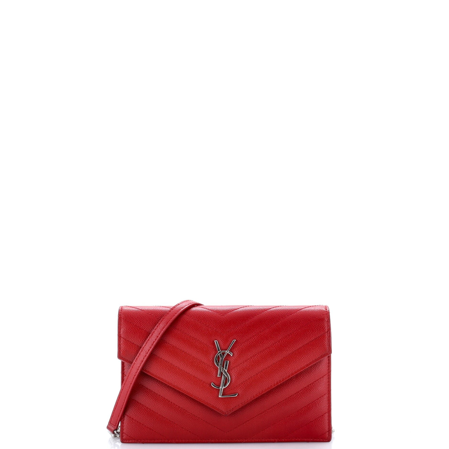 Classic Monogram Wallet on Chain Matelasse Chevron Leather Small