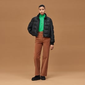Leather puffer coat