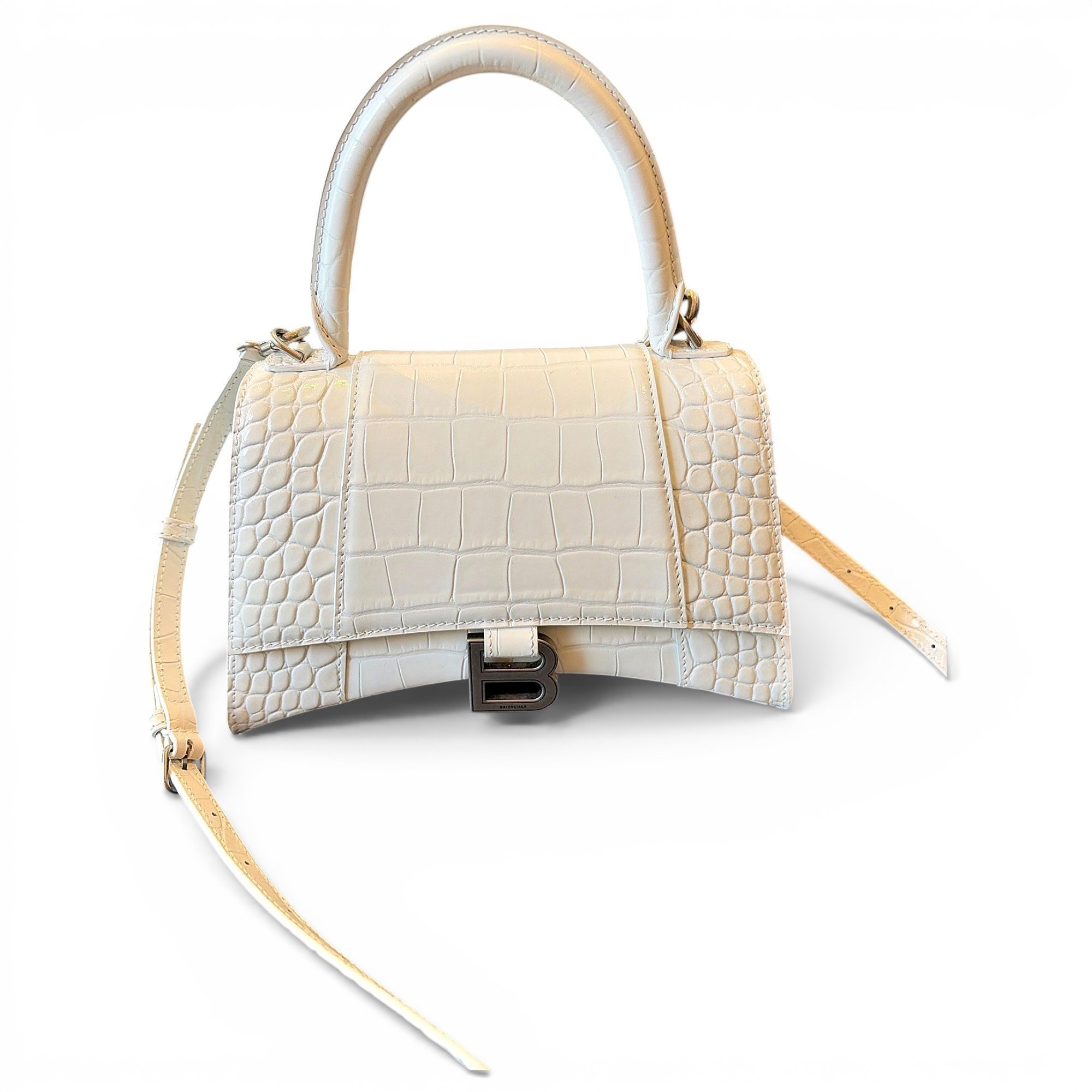 Hourglass leather handbag