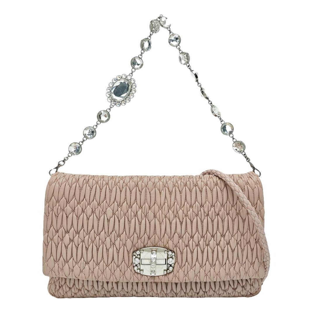 Miu Crystal leather handbag