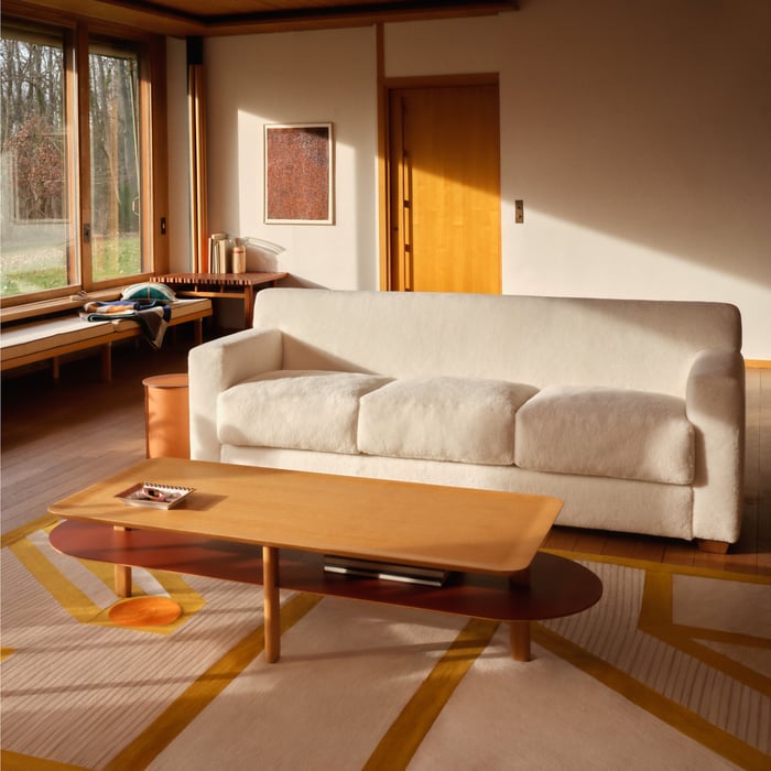 Naturel Reeditions J.-m. Frank Par Hermès Woolskin 3-seater Sofa