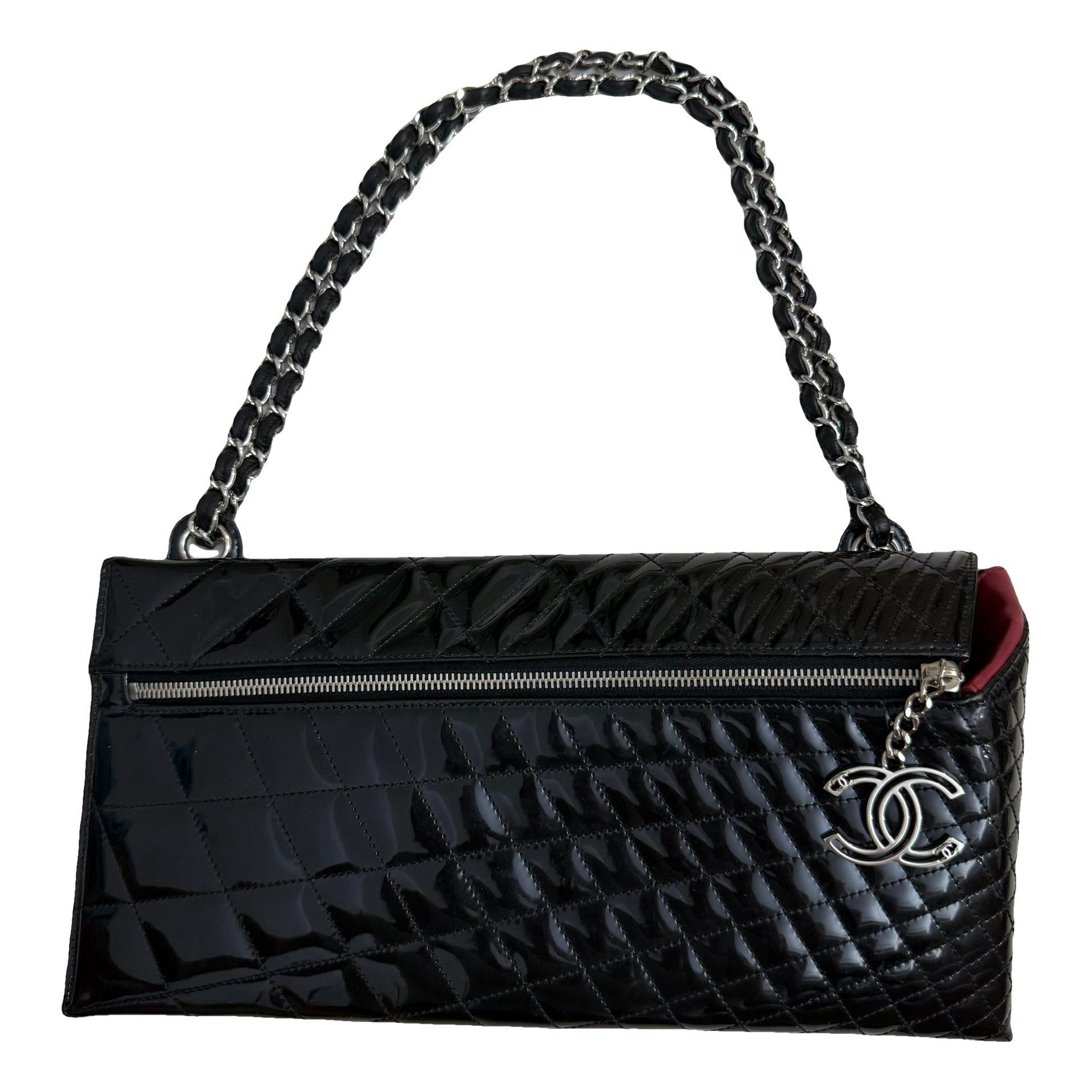 East West Chocolate Bar patent leather handbag