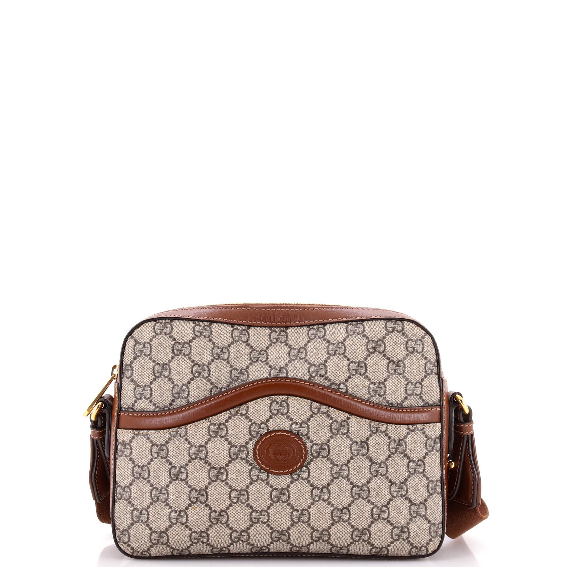 Interlocking G Patch Messenger Camera Bag GG Coated Canvas