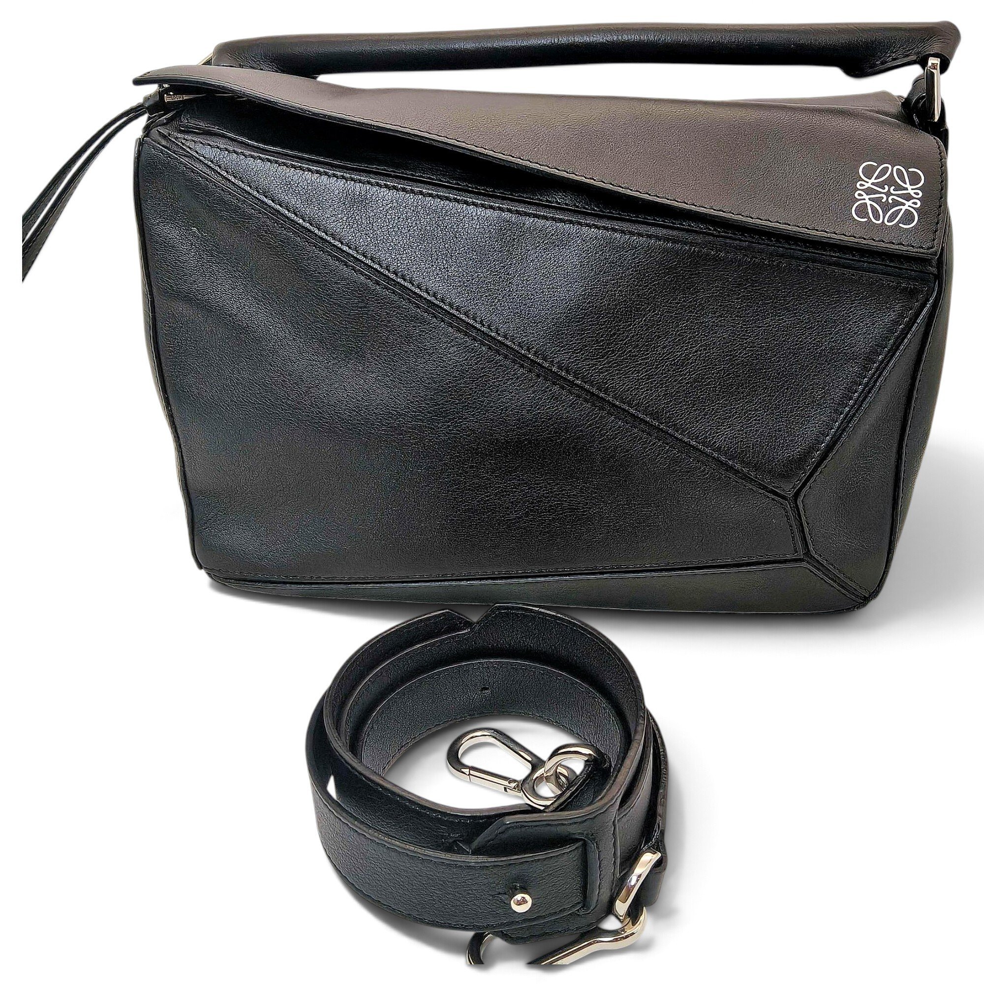 Puzzle leather handbag