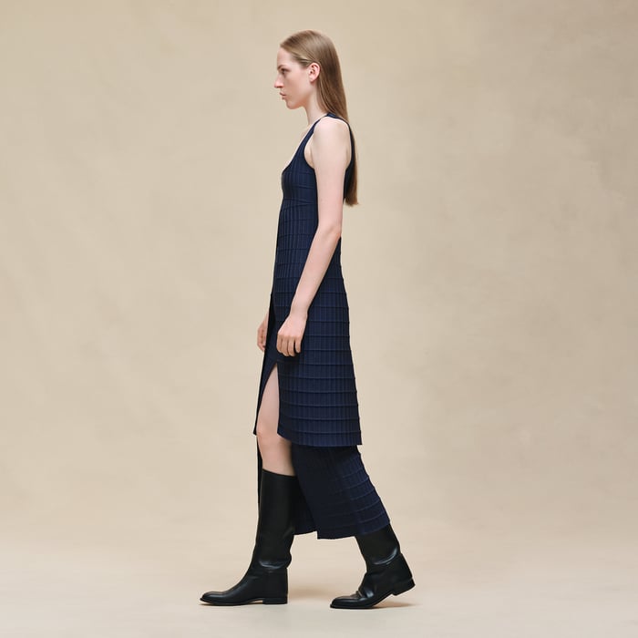 Bleu Outremer Long Sleeveless Cardigan