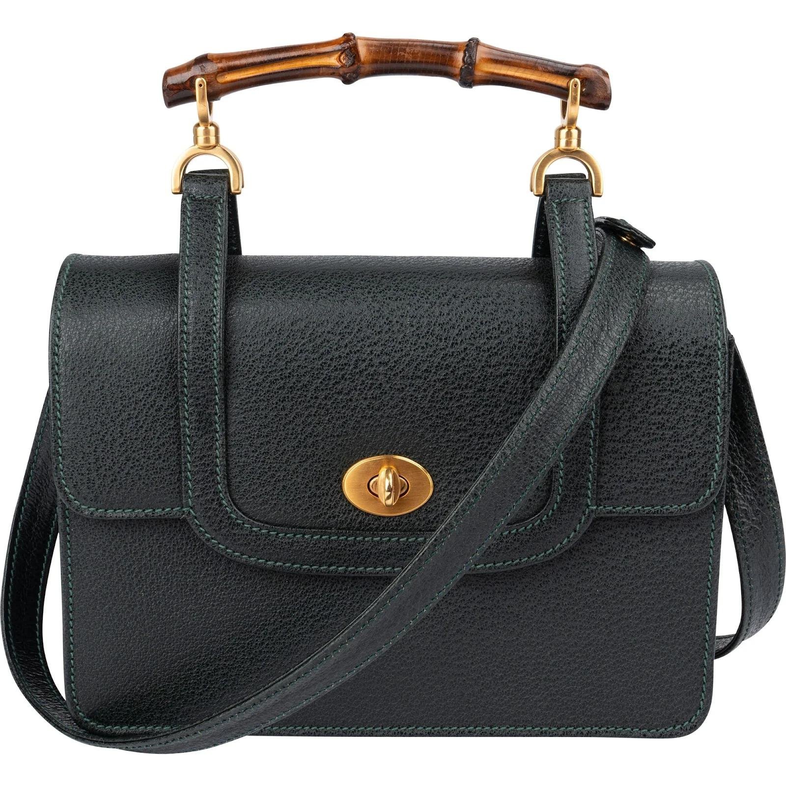 Bamboo Top Handle leather handbag