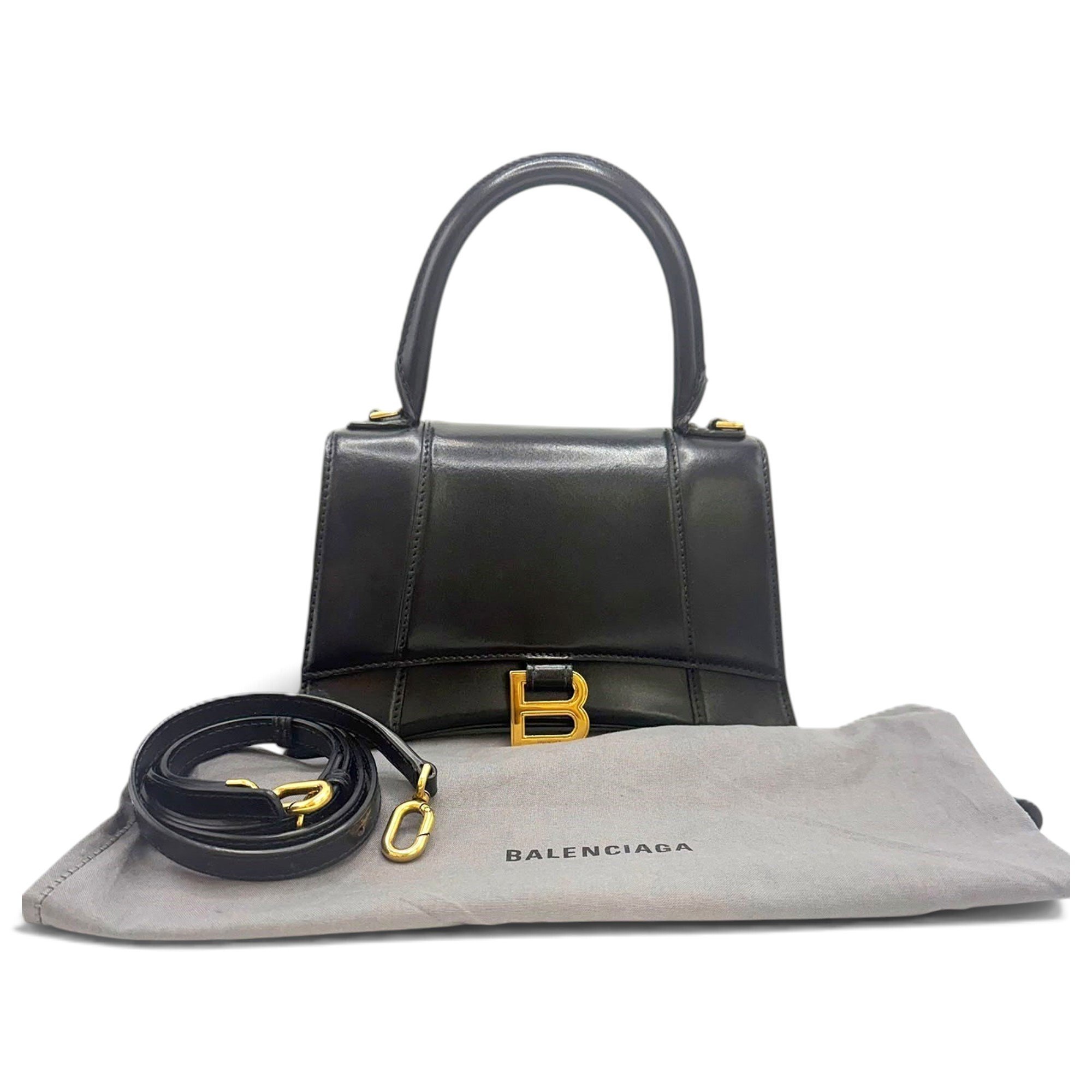 Hourglass leather handbag