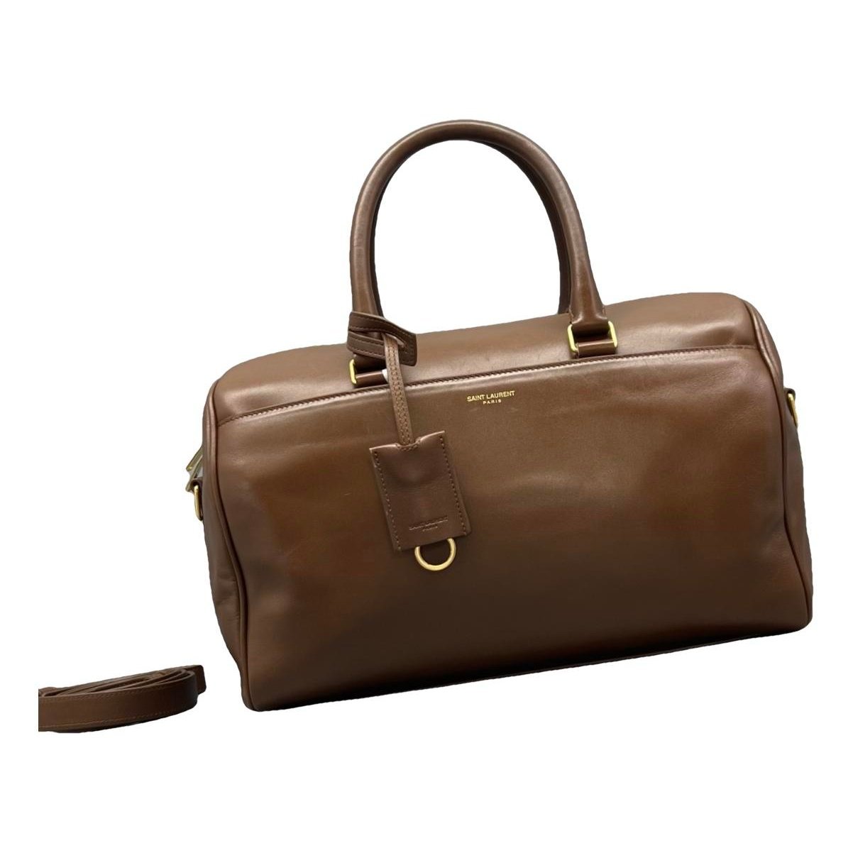 Duffle leather handbag