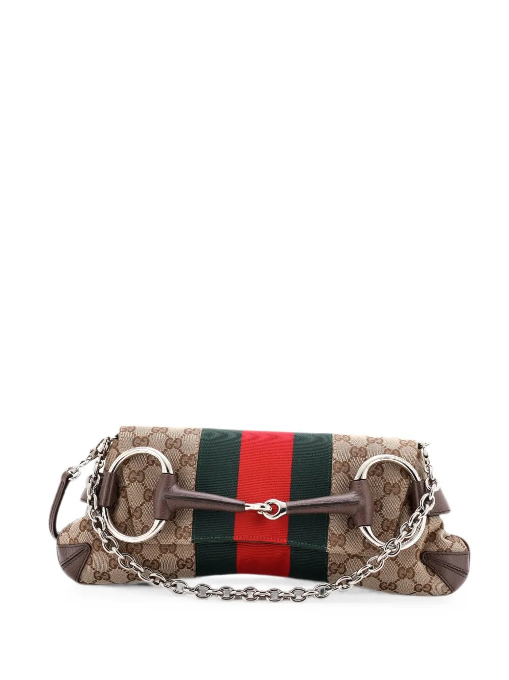 Horsebit NM Web Chain Clutch GG Canvas Medium shoulder bag