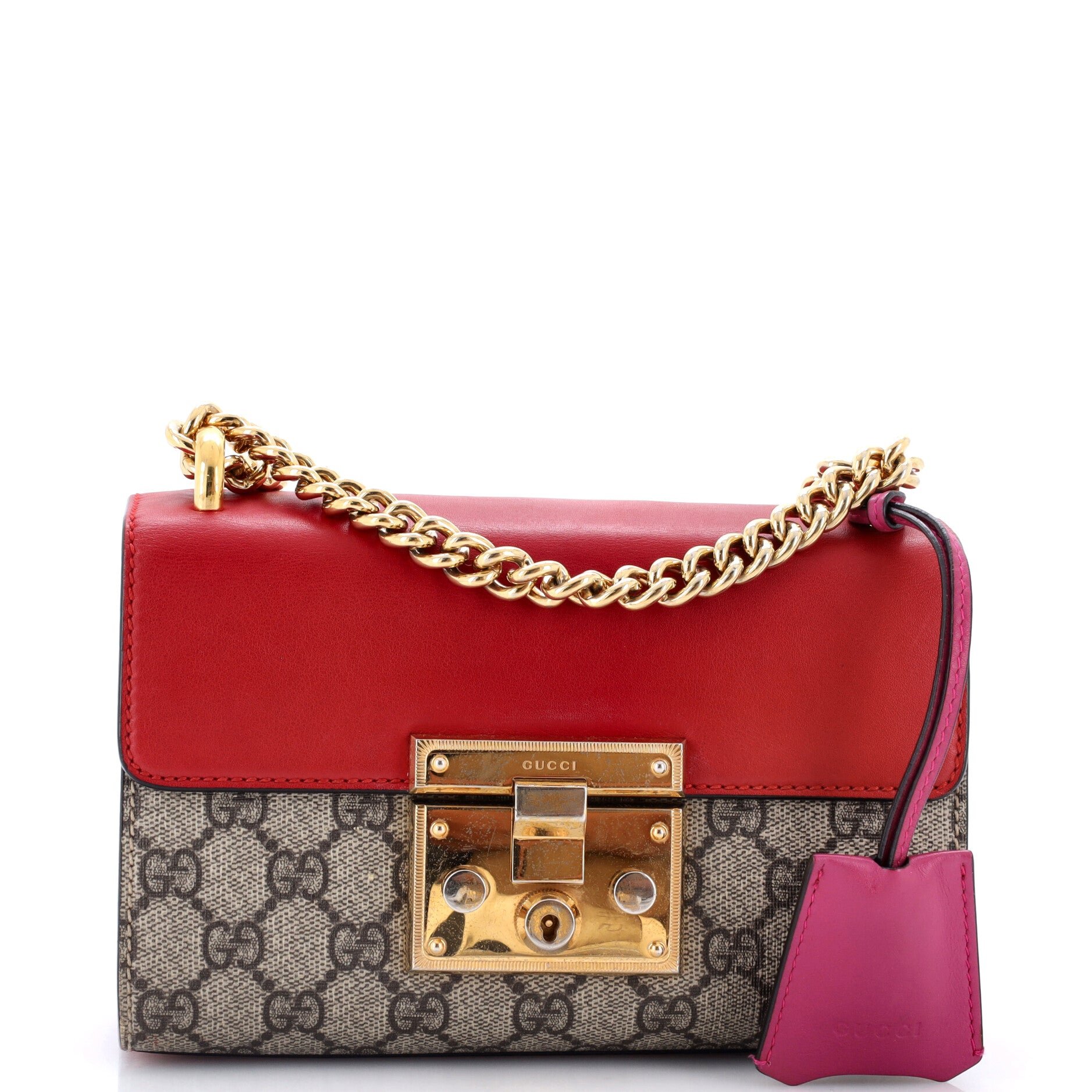 Padlock Shoulder Bag GG Coated Canvas and Leather Small