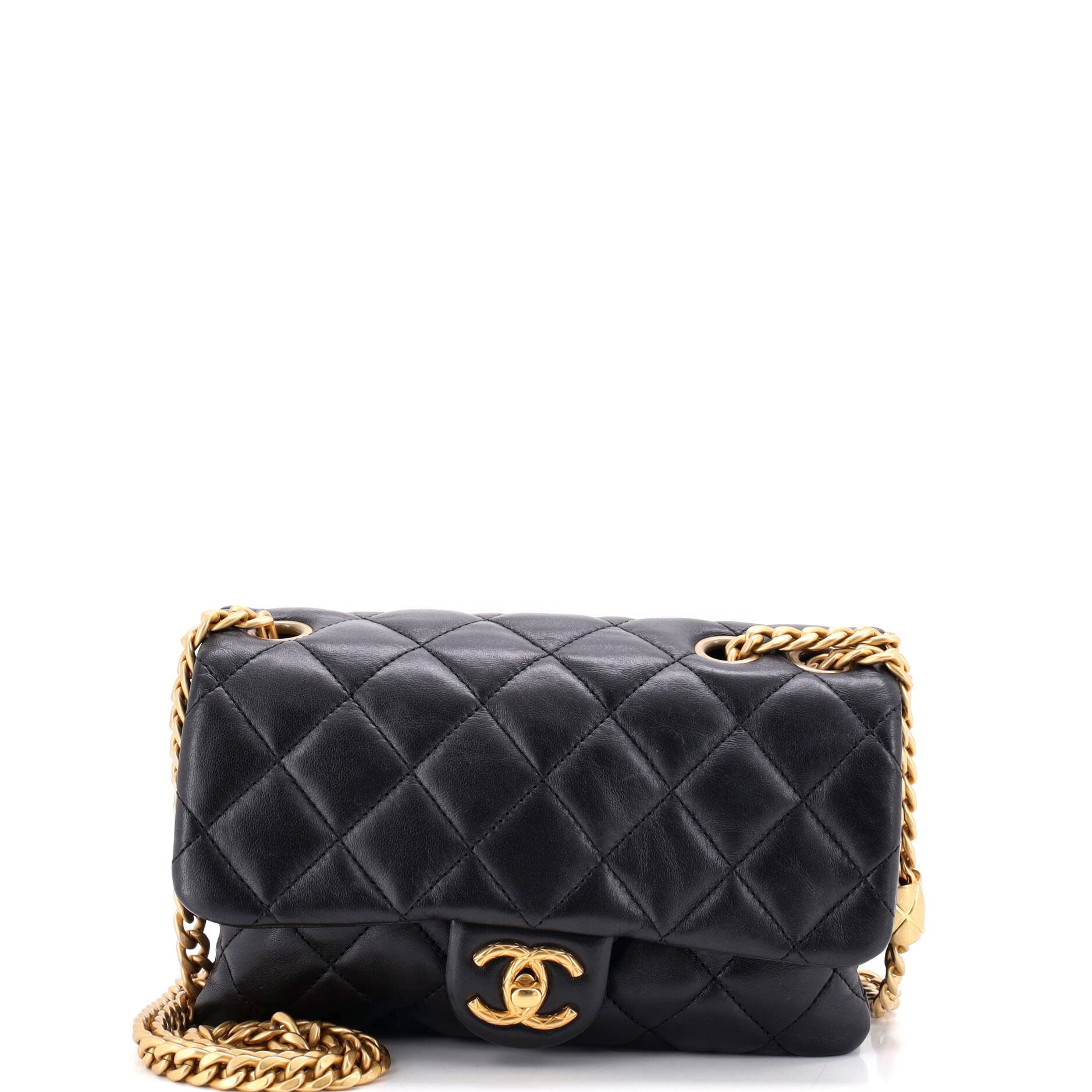 All Slide Long Flap Bag Quilted Lambskin Small