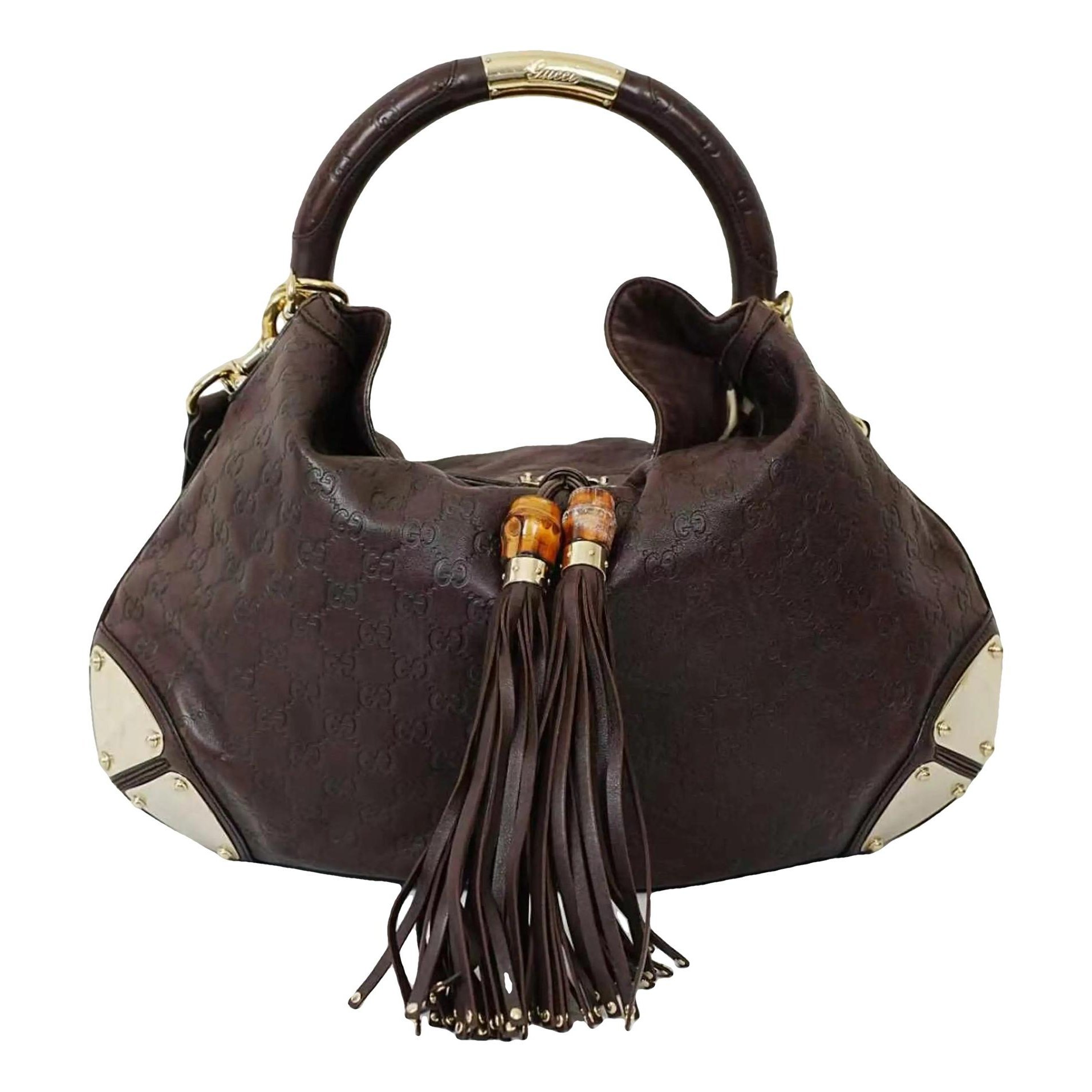Bamboo Convertible Satchel leather handbag