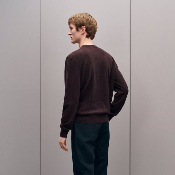 Prunoir "H En Echelle" Crewneck Cashmere Sweater