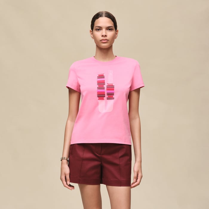 Rose Bonbon Printed Straight T-shirt