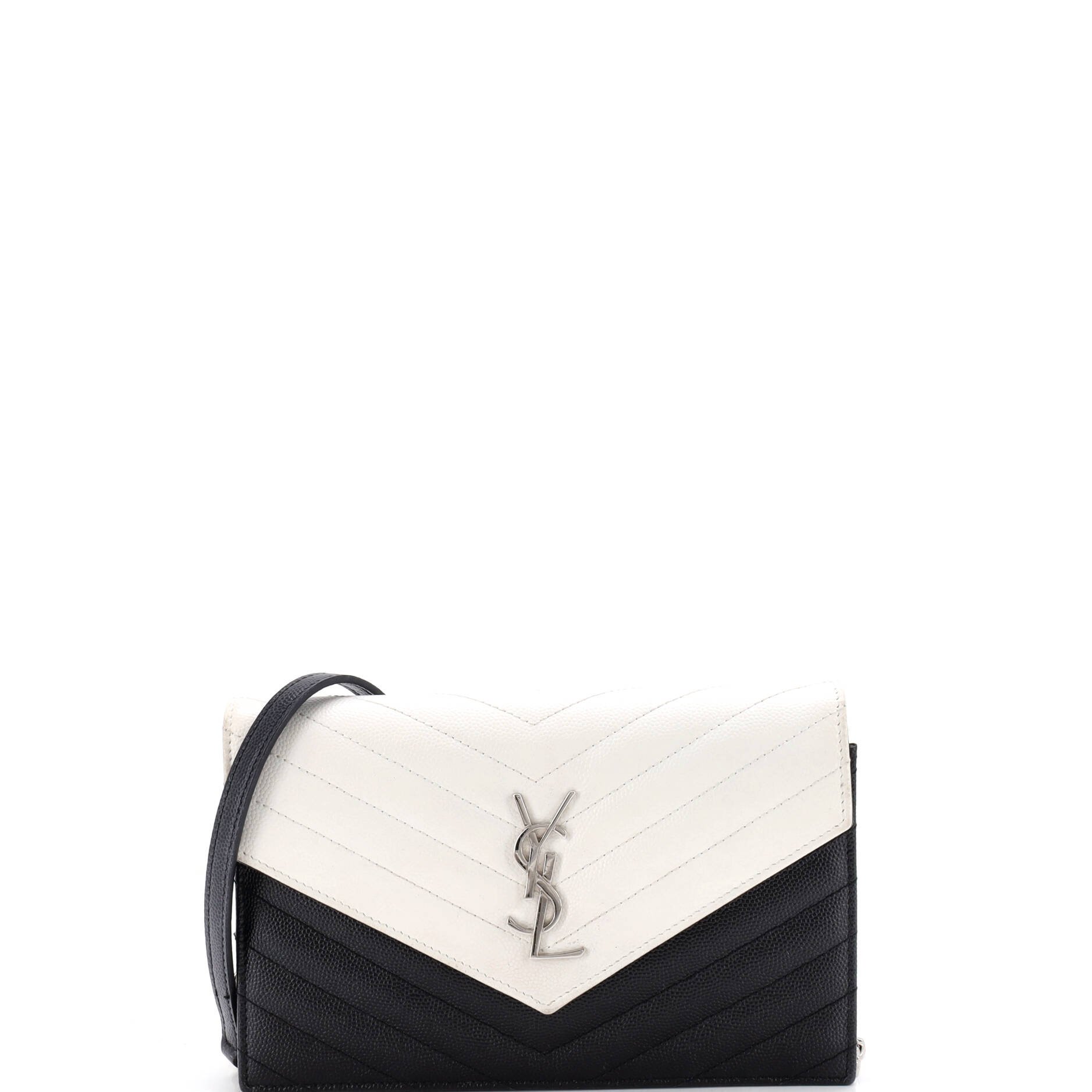 Classic Monogram Wallet on Chain Matelasse Chevron Leather Small
