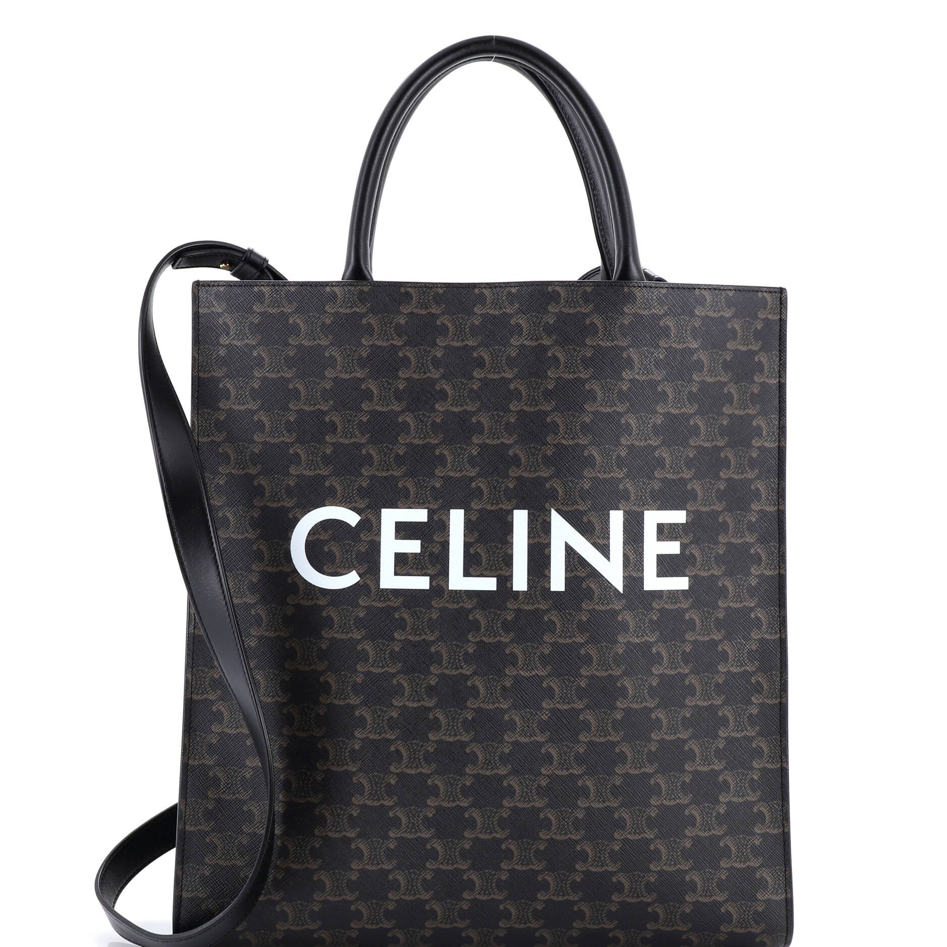 Celine Vertical Cabas Tote Triomphe Coated Canvas Medium
