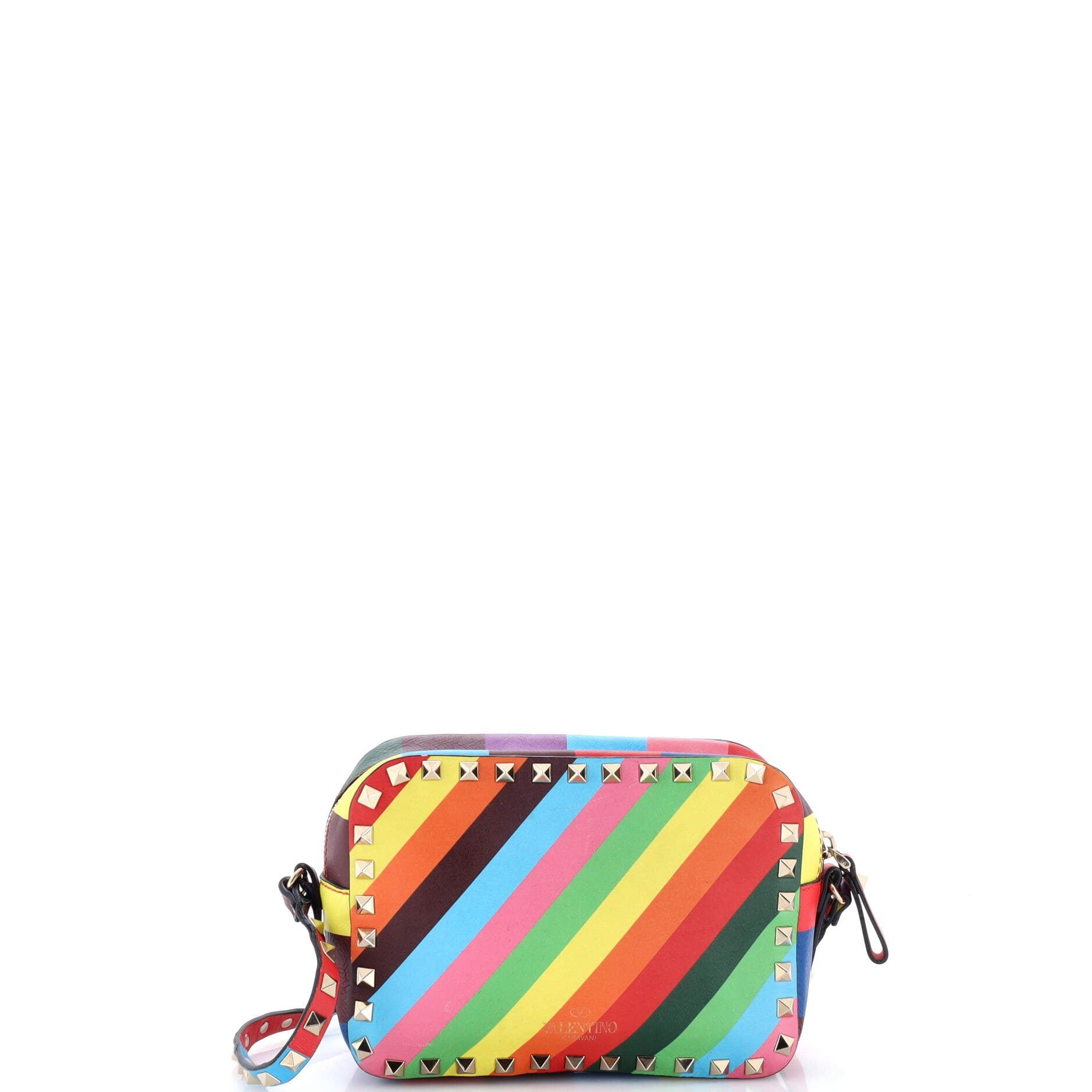 Rockstud 1973 Camera Crossbody Bag Striped Leather