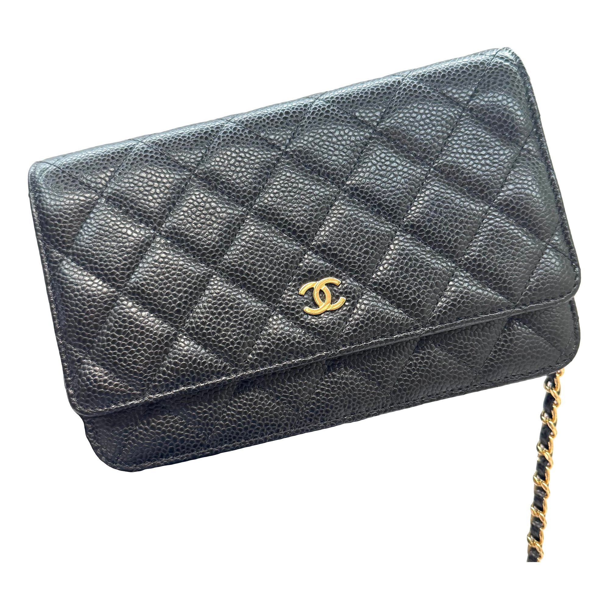 Trendy CC Wallet on Chain leather handbag