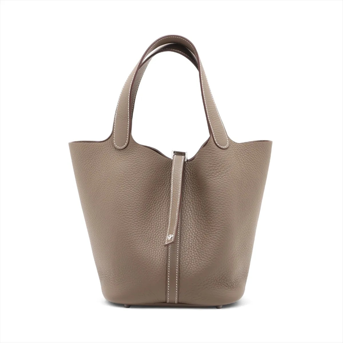 Hermès Picotin Lock 22 MM Taurillon Clemence Etoupe Silver Metal Fittings