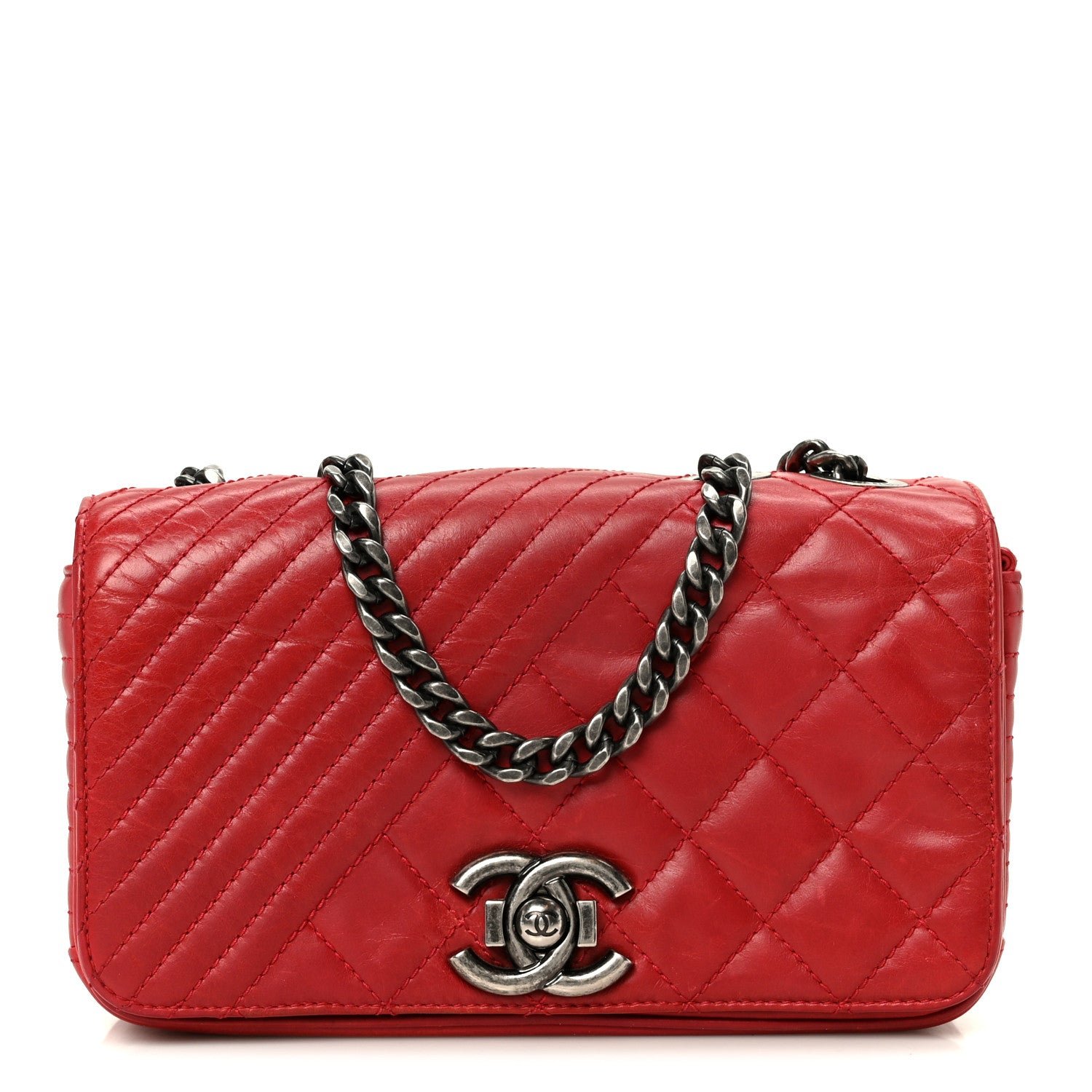 Chanel Glazed Calfskin Quilted Small Coco Boy Flap Red