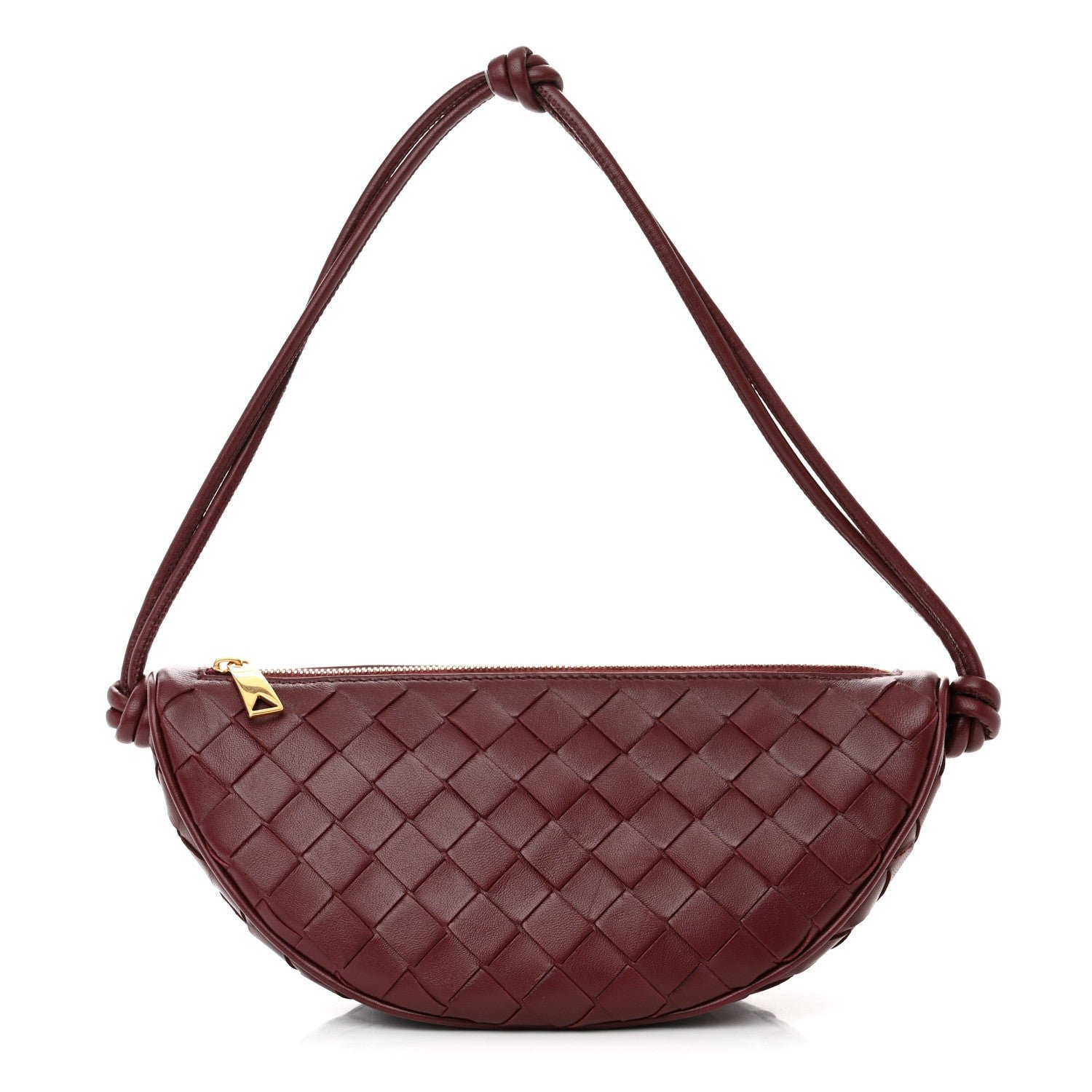 Bottega Veneta Nappa Intrecciato Half Moon Pouch On Strap Barolo