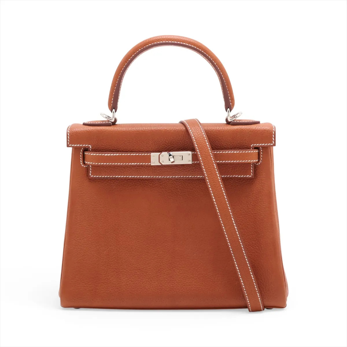 Hermès Kelly 25 Le Tournay Barenia Faubourg Fauve Silver Metal Fittings