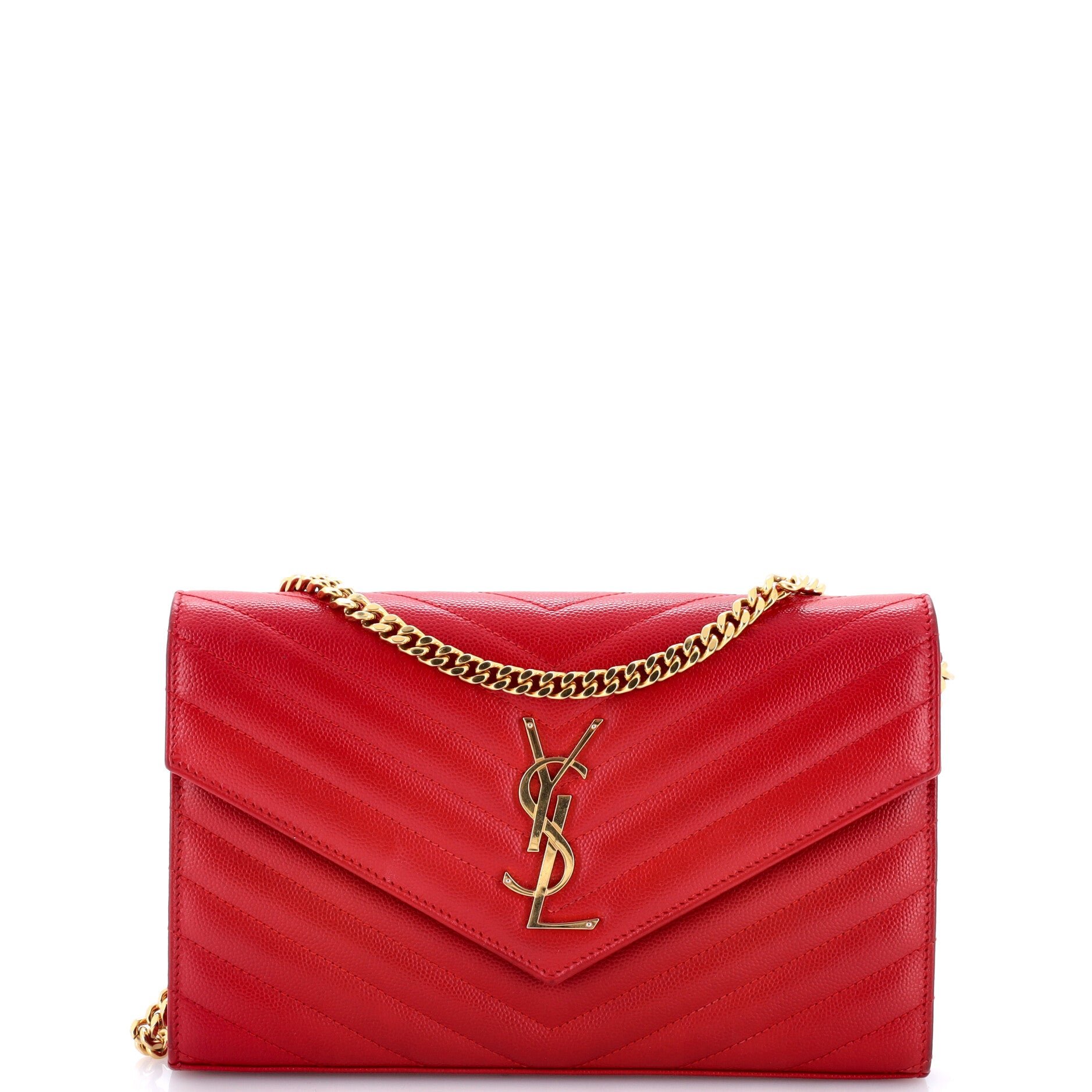 Classic Monogram Wallet on Chain Matelasse Chevron Leather Medium