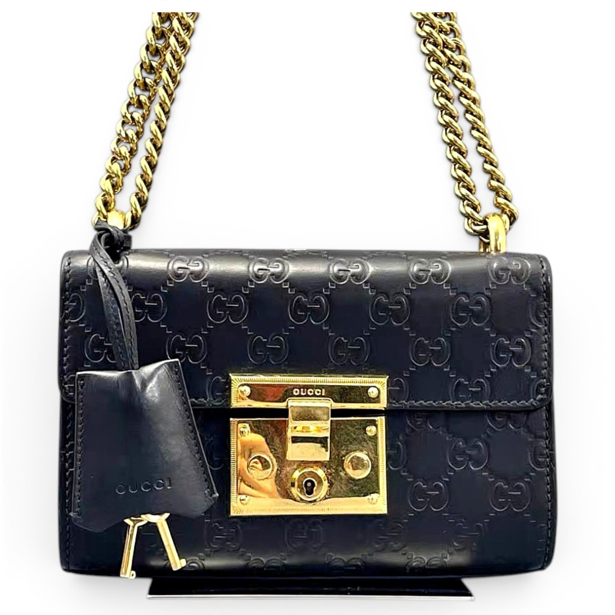 Padlock leather handbag