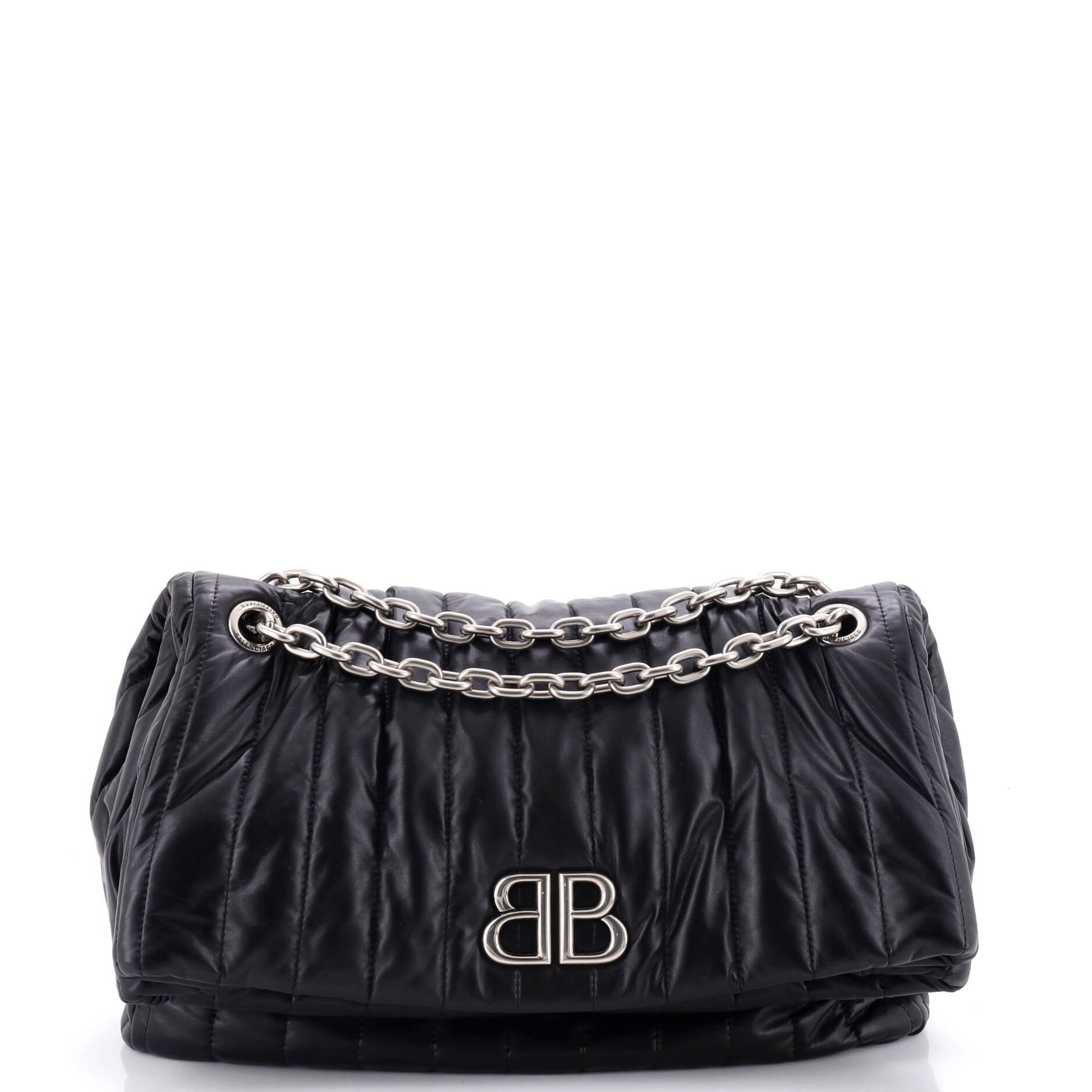 Monaco Chain Flap Shoulder Bag Quilted Leather Medium
